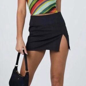 Motel Rocks Black Mini Skirt with Side Slit